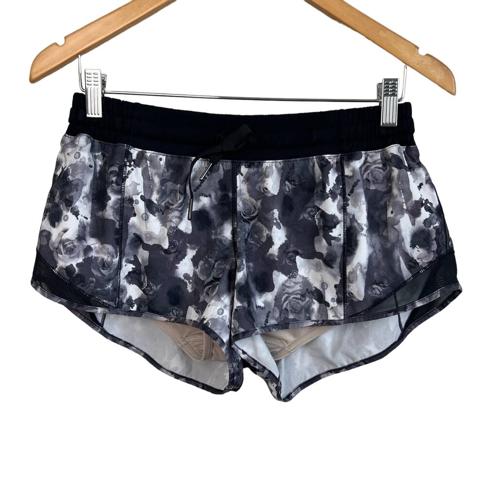Lululemon‎ Hotty Hot Short Mini Obscurred Black Dusty Mauve / Black Sz 8